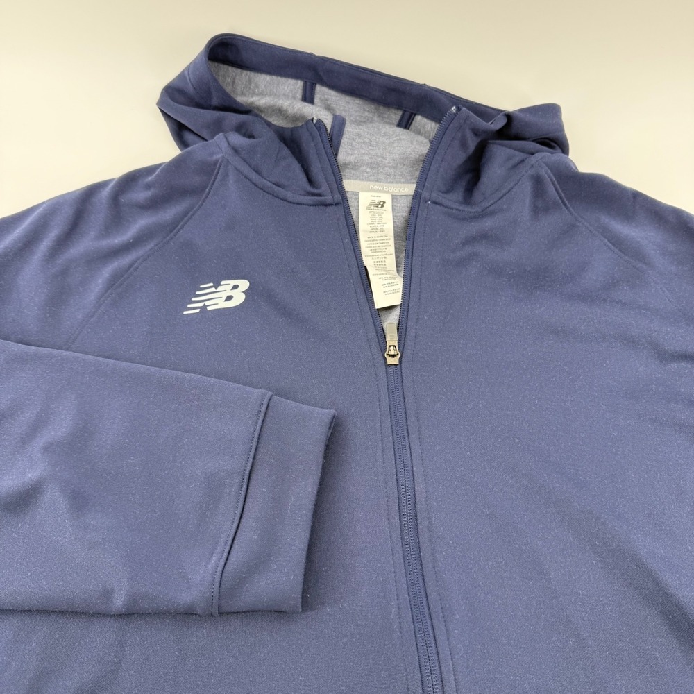 New Balance Mens Navy Blue Full Zip Travel Hoodie KMJ9006 Size 2XL NWT